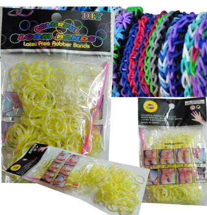 Loom Bands - Gumové kroužky - žlutobílé - cena 15,70 bez DPH