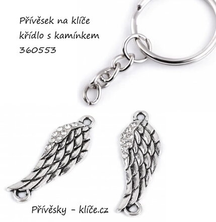 Přívěsek křídlo s broušenými kamínky  360553 - Cena 19,50 bez DPH