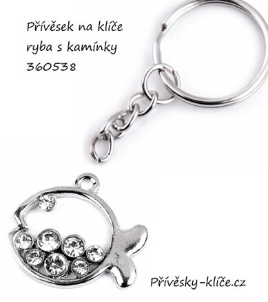 Přívěsek ryba s broušenými kamínky 360538 - Cena 19,50 bez DPH