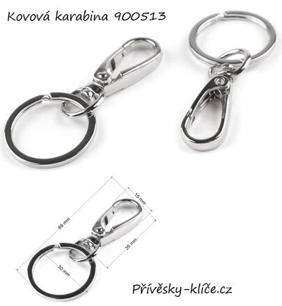 Kovová karabina nikl 900513 - Cena 19,50 bez DPH