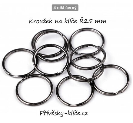 Kroužek na klíče Ø25 mm nikl černý  080975 - Cena 1,90 bez DPH