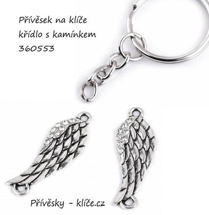 Přívěsek křídlo s broušenými kamínky  360553 - Cena 19,50 bez DPH
