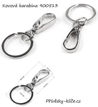 Kovová karabina nikl 900513 - Cena 19,50 bez DPH