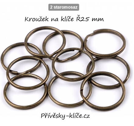 Kroužek na klíče Ø25 mm staromosaz 080975 Cena 1,90 bez DPH